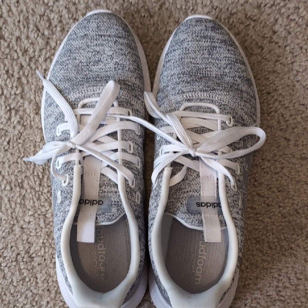 Adidas Gray Sneakers with White Laces